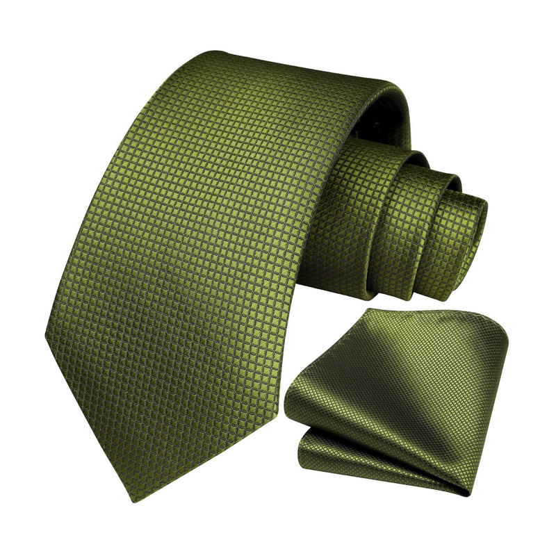 Plaid Tie Handkerchief Set - GOLD-4 