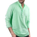 Casual Henley Shirt with Pocket - GREEN 