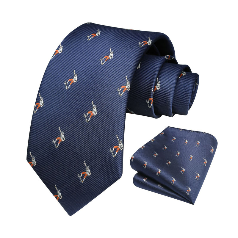 Skateboard Tie Handkerchief Set - NAVY BLUE-7 