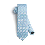 Plaid Tie Handkerchief Cufflinks Clip - BABY BLUE 