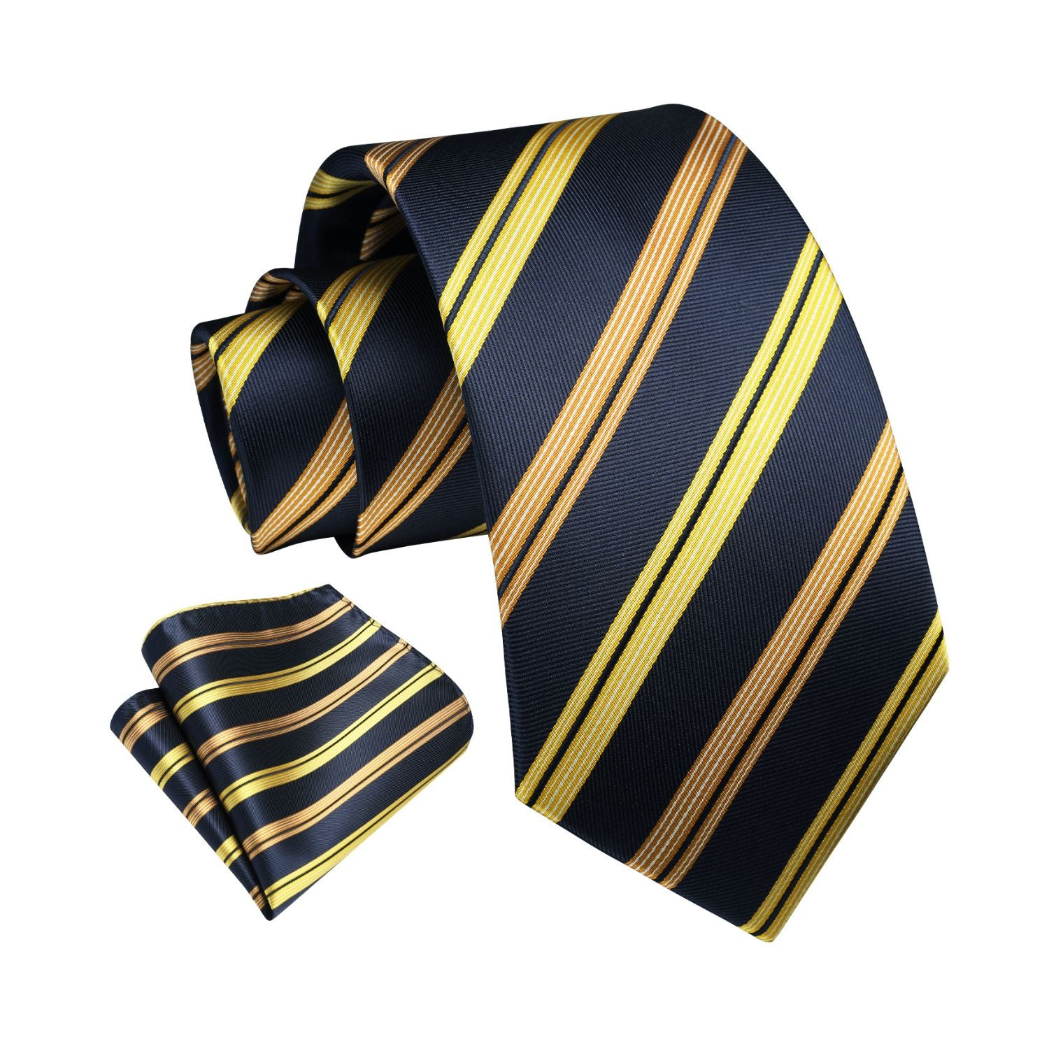 Stripe Tie Handkerchief Set - YELLOW