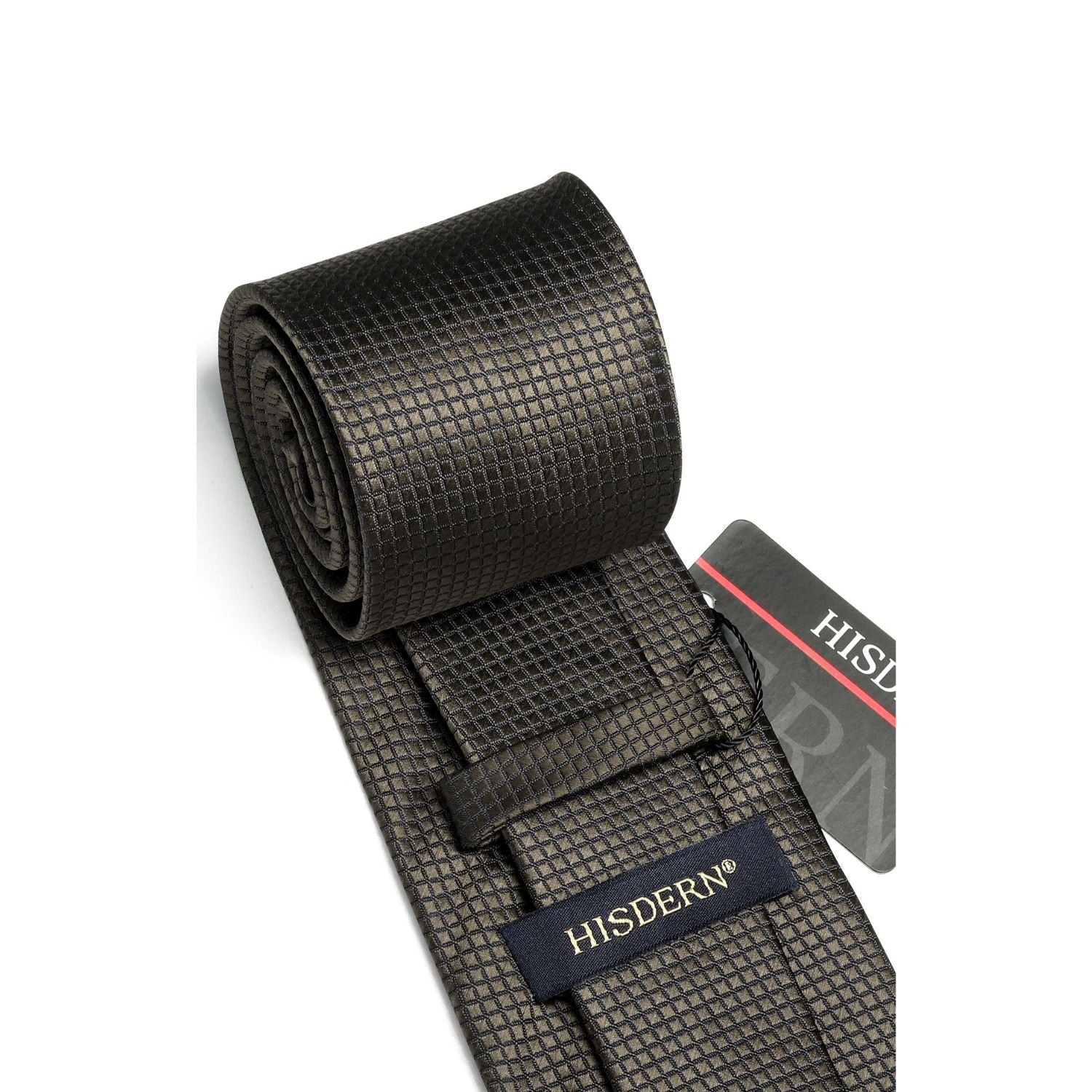 Plaid Tie Handkerchief Set - BROWN-3