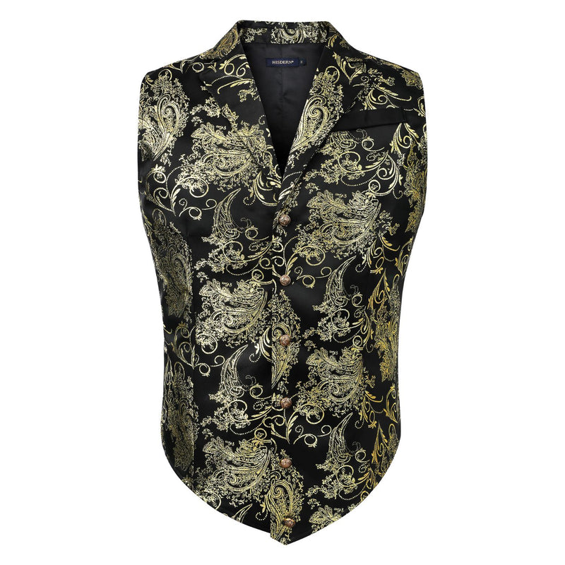 Gothic Lapel Vest for Men - BLACK/GOLD-1 