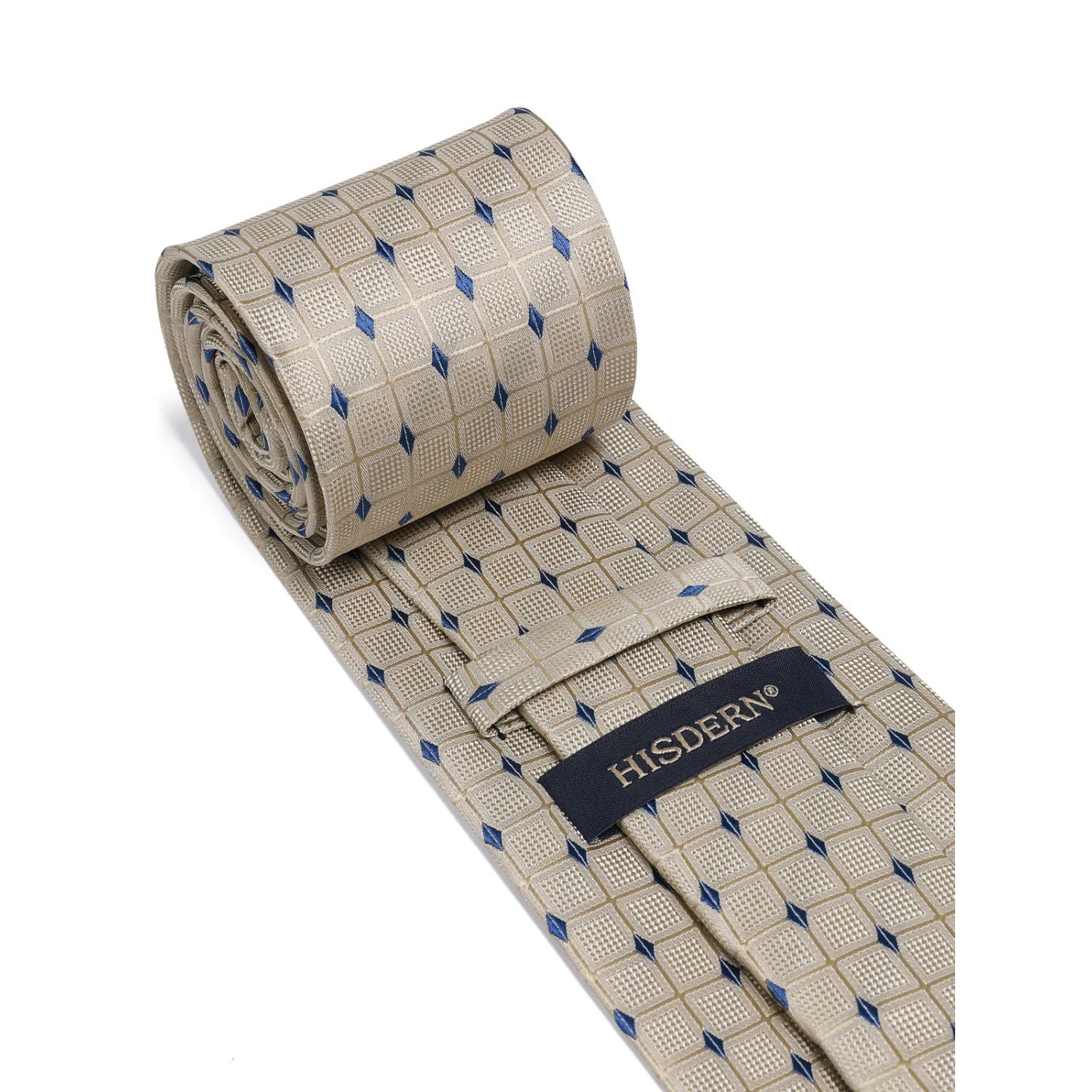 Plaid Tie Handkerchief Set - C-BEIGE