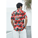 Hawaiian Tropical Shirts with Pocket - Z02- RED 