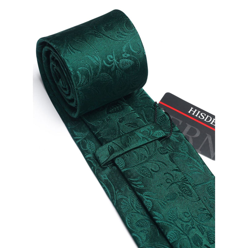 Floral Tie Handkerchief Set - K-GREEN-2 