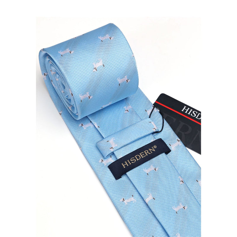 Bulldog Tie Handkerchief Set - BABY BLUE 