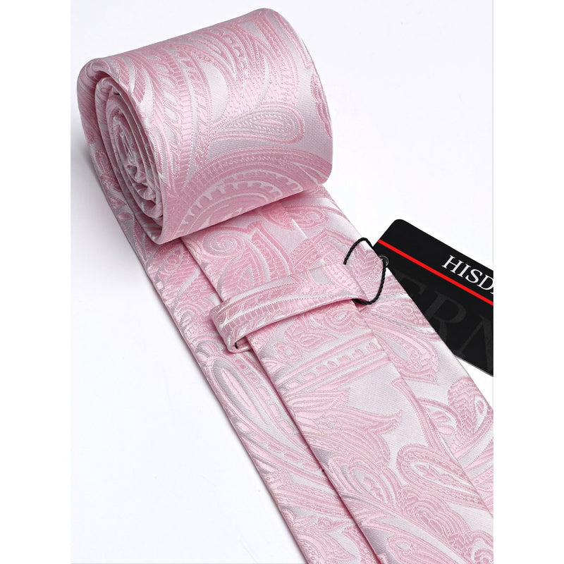 Paisley Tie Handkerchief Set - 03A-PINK