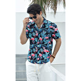 Hawaiian Tropical Shirts with Pocket - Z2-BLACK GREEN