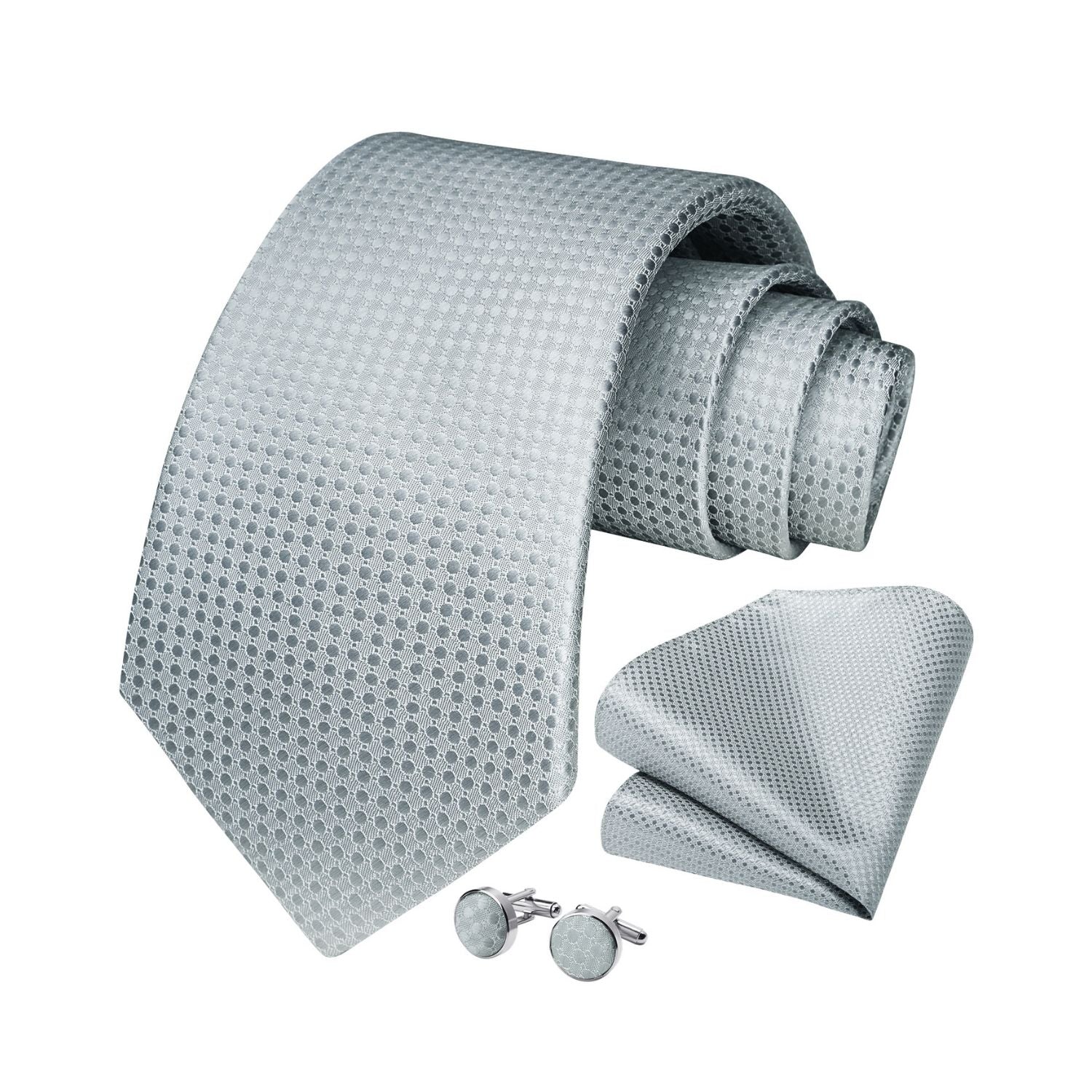 Houndstooth Tie Handkerchief Cufflinks - SILVER