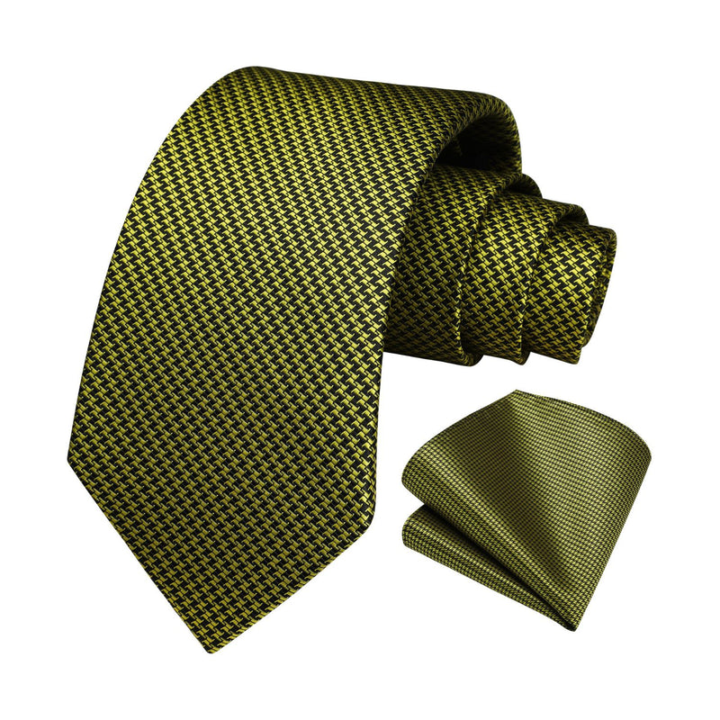 Houndstooth Tie Handkerchief Set - SAGE GREEN 