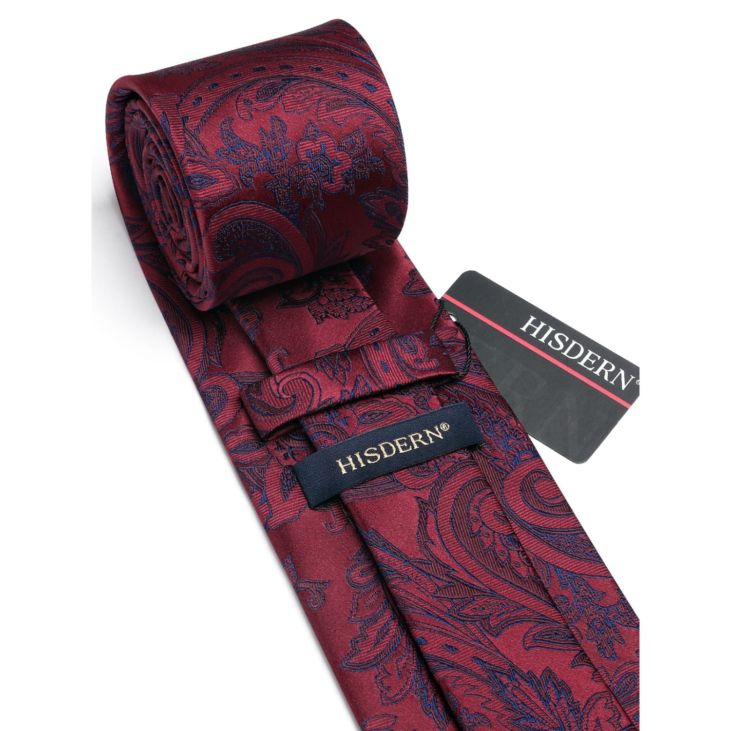 Paisley Tie Handkerchief Set - 01A-BURGUNDY1