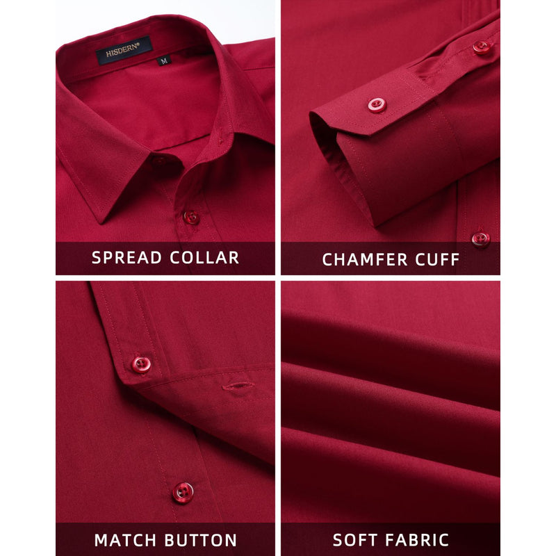 Casual Formal Shirt with Pocket - BURGUNDY 