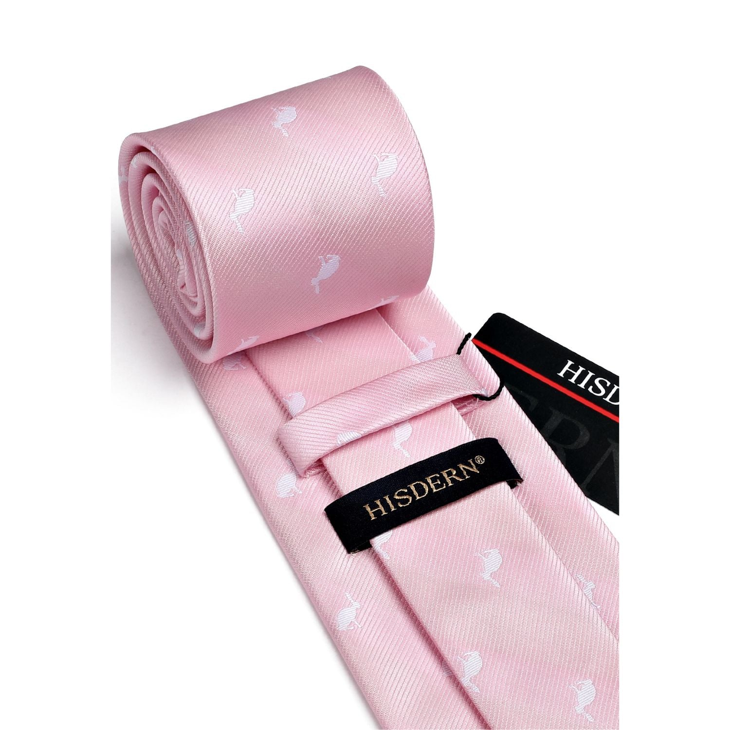 Houndstooth Tie Handkerchief Set - PINK