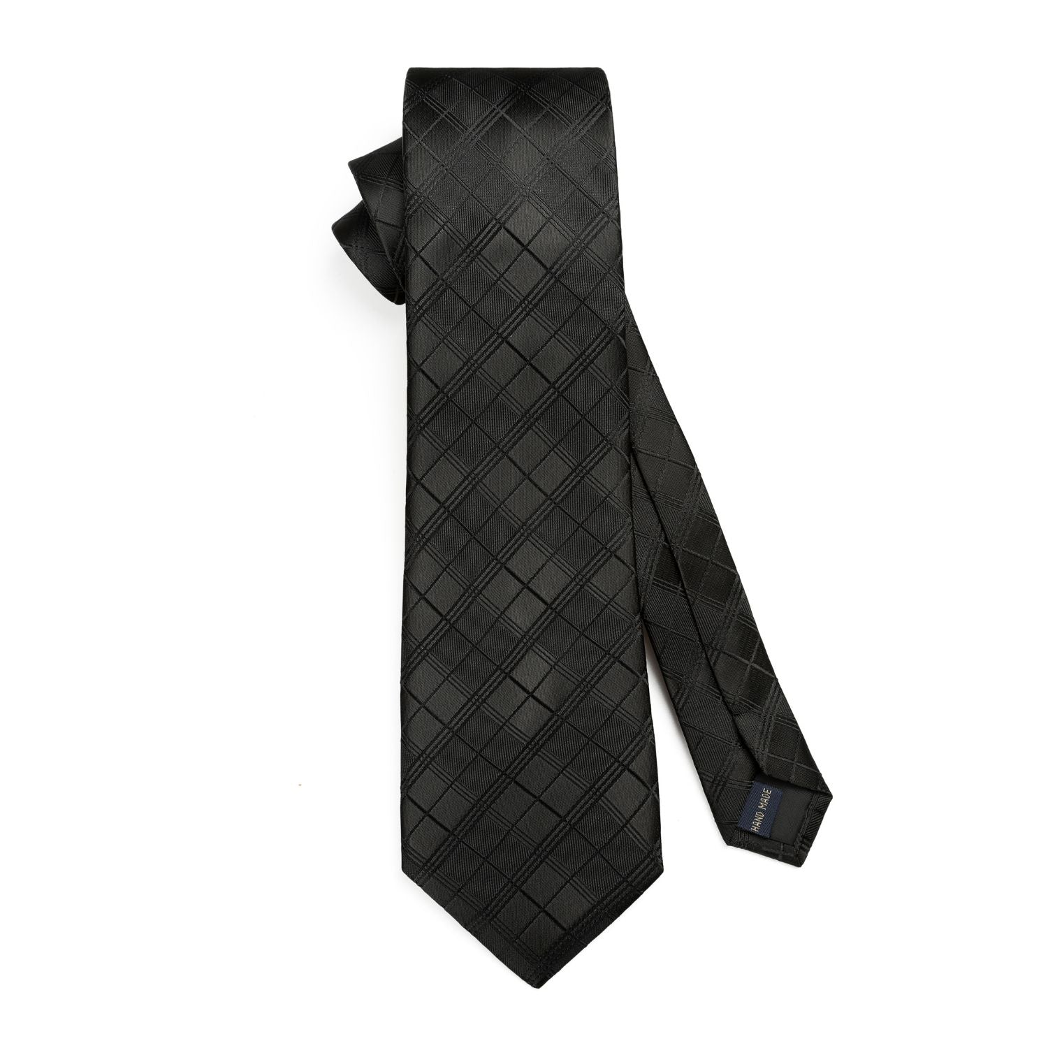 Plaid Tie Handkerchief Set - A - 070-BLACK CHECKERED 2