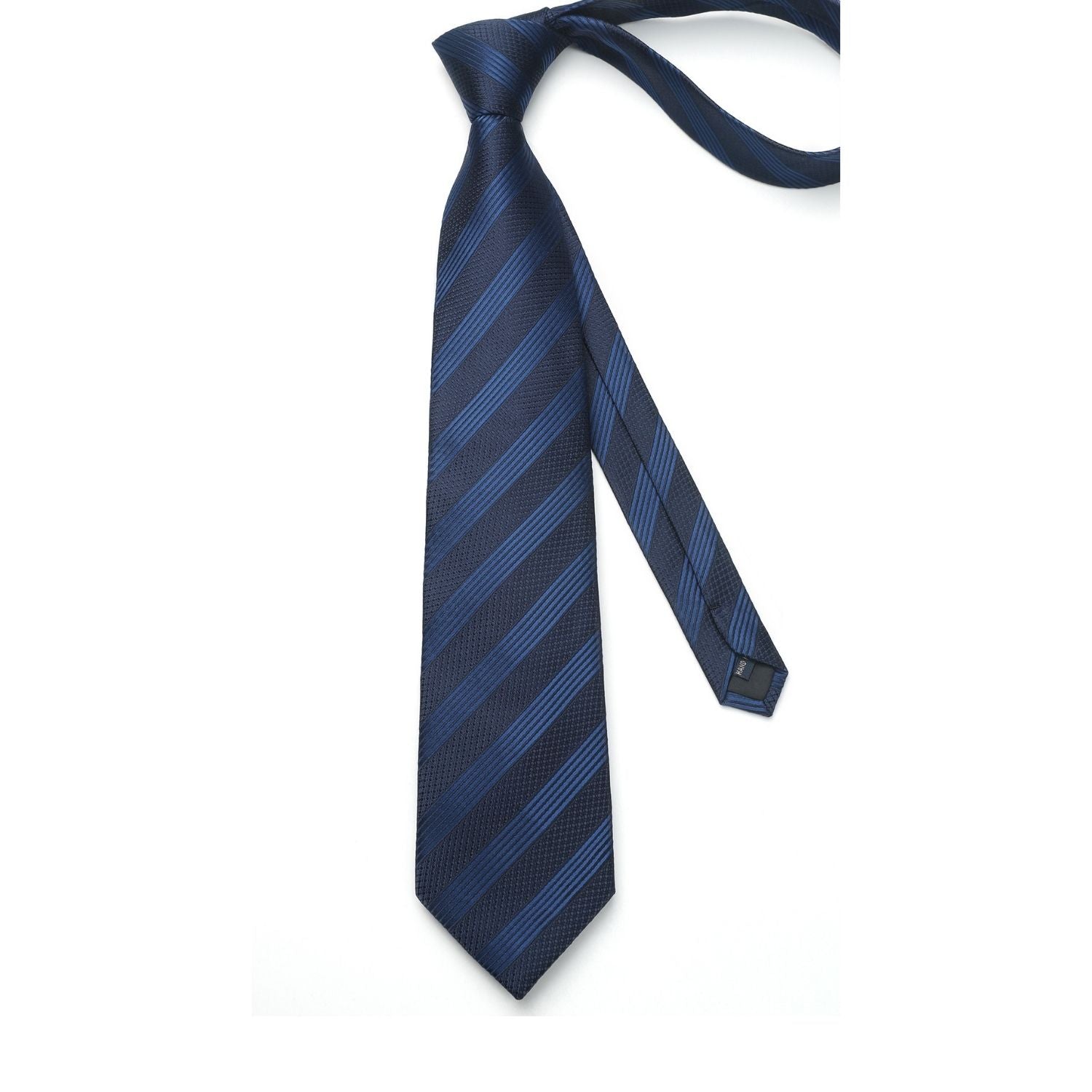Stripe Tie Handkerchief Set - NAVY BLUE