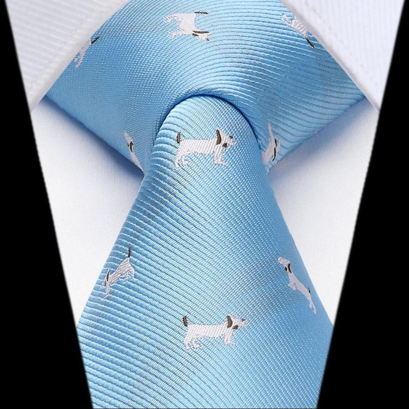 Bulldog Tie Handkerchief Set - BABY BLUE 