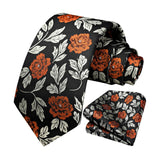 Floral Tie Handkerchief Set - BROWN FLORAL-7