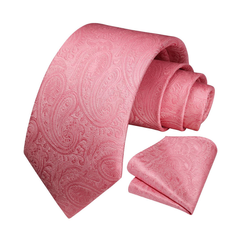 Paisley Tie Handkerchief Set - G3-PINK 