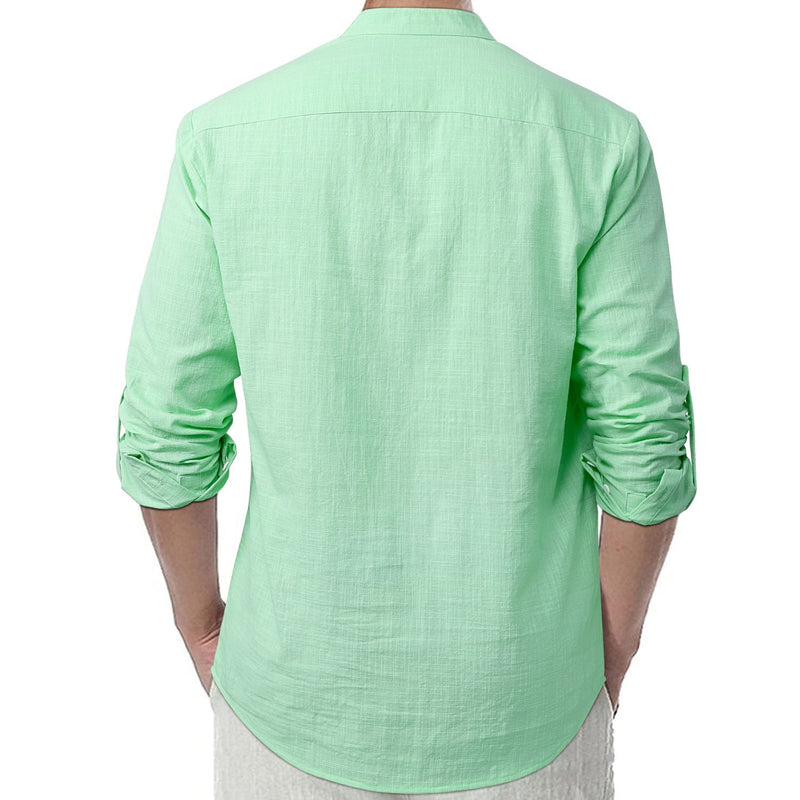 Casual Henley Shirt with Pocket - GREEN 