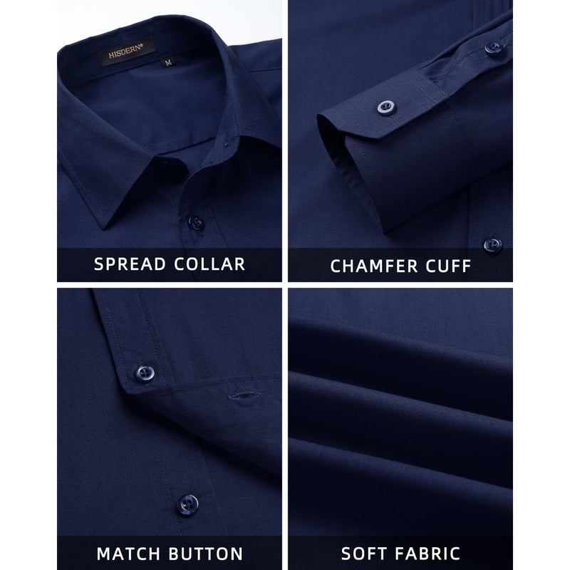 Casual Formal Shirt with Pocket - NAVY BLUE 