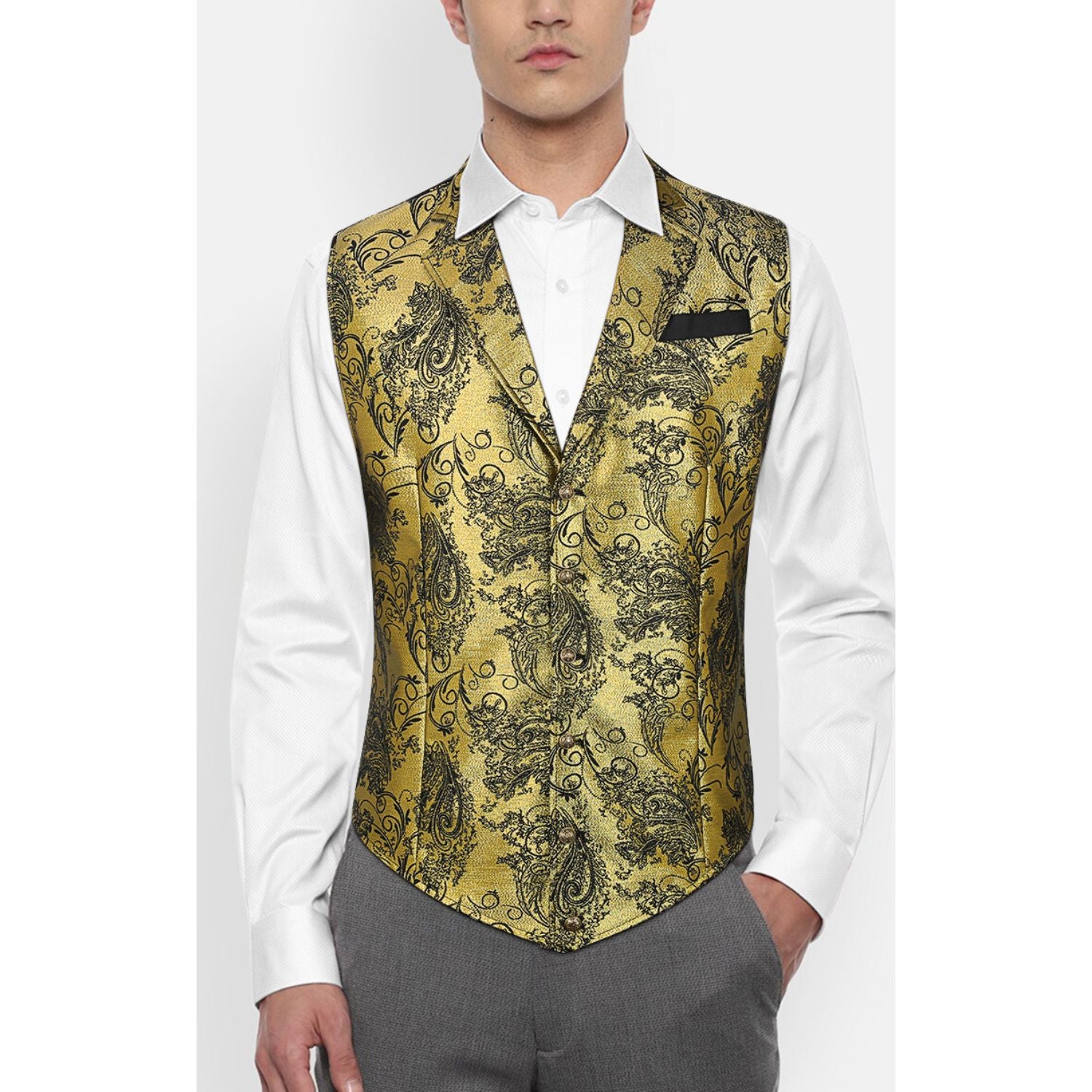 Gothic Lapel Vest for Men - GOLD 2/BLACK