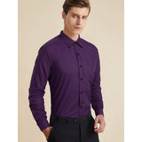 Men's Shirt with Tie Handkerchief Set - 09-PURPLE 