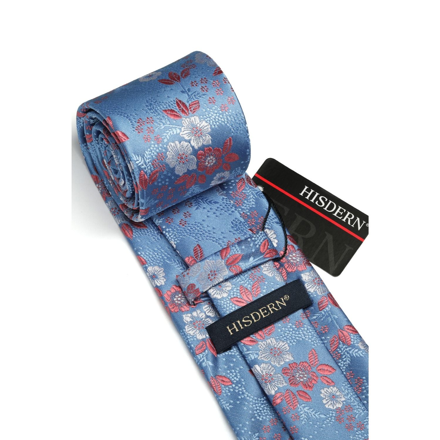 Floral Tie Handkerchief Set - W-PINK BLUE