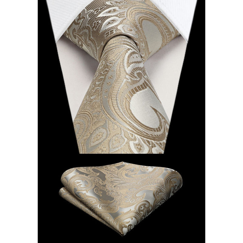 Paisley Tie Handkerchief Set - CHAMPAGNE FLORAL-8