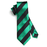 Stripe Tie Handkerchief Set - C-01-GREEN/BLACK