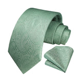 Paisley Tie Handkerchief Set - E7-SAGE GREEN 