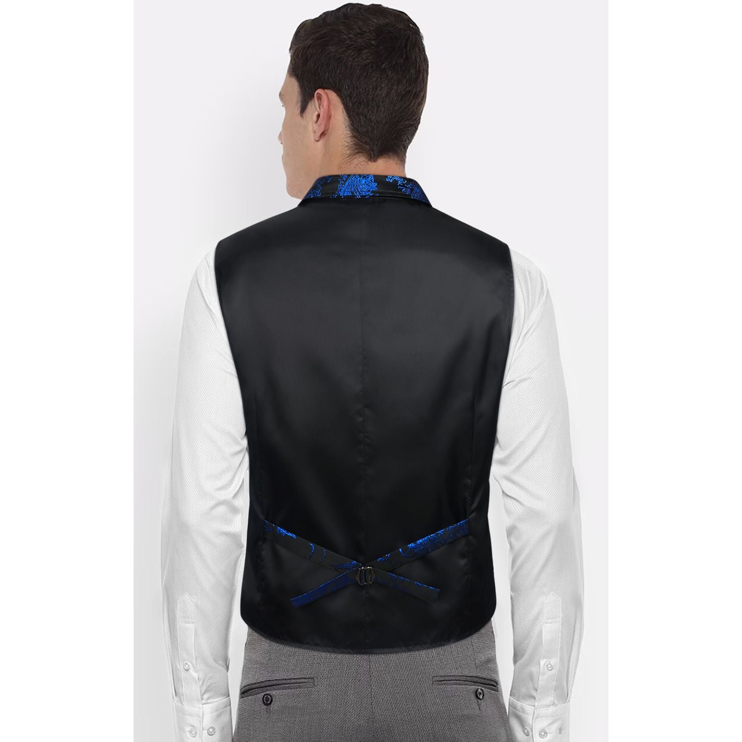 Gothic Lapel Vest for Men - BLACK/BLUE-3