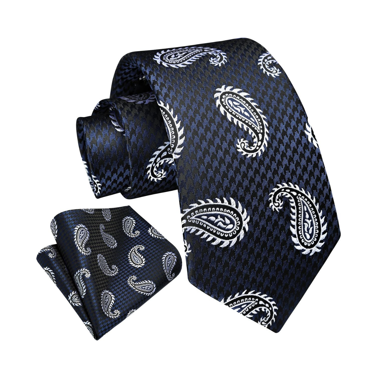 Paisley Tie Handkerchief Set - 26 NAVY BLUE