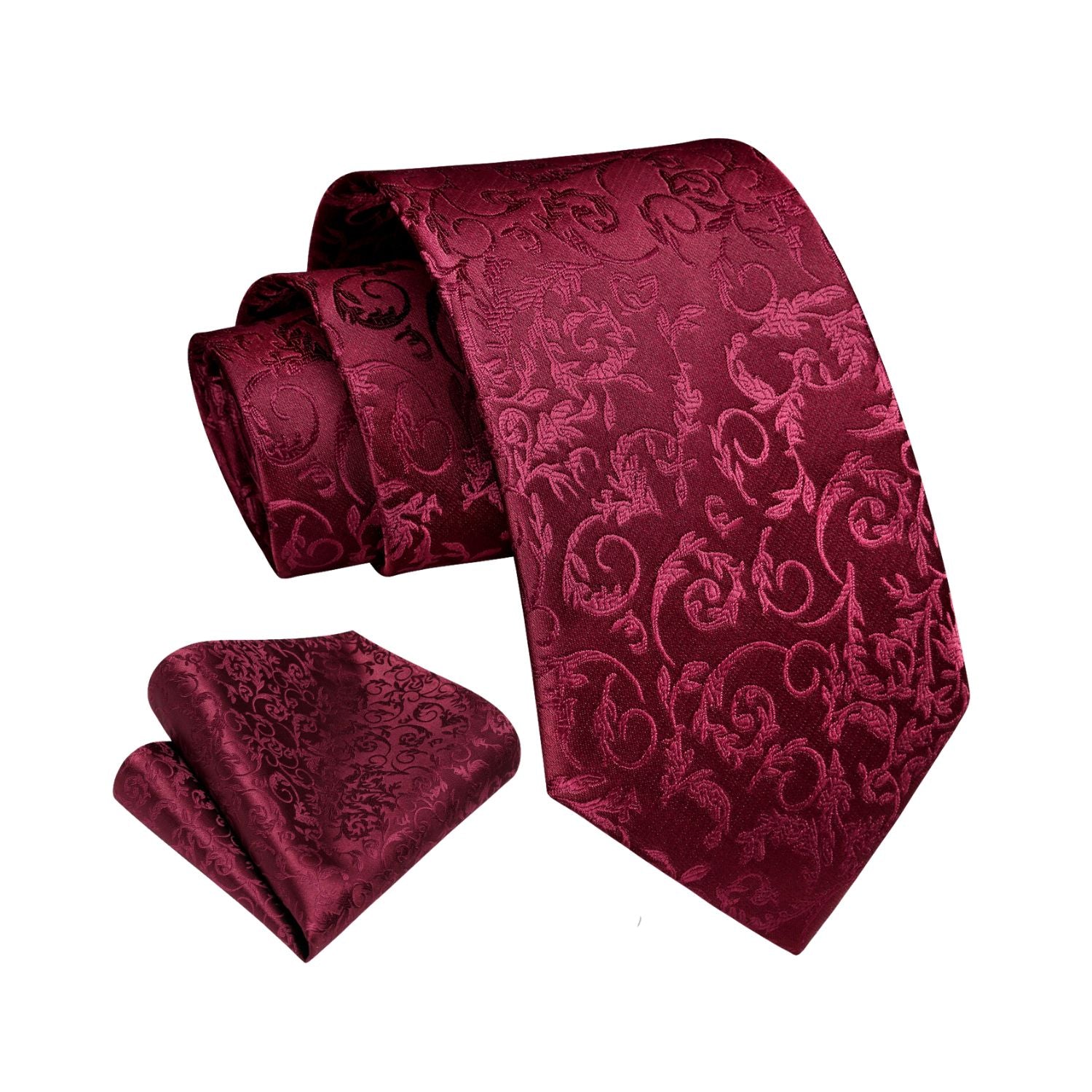 Floral Tie Handkerchief - BURGUNDY