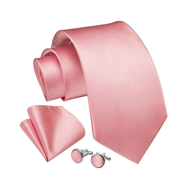 Solid Tie Handkerchief Cufflinks - G1-ROSE PINK