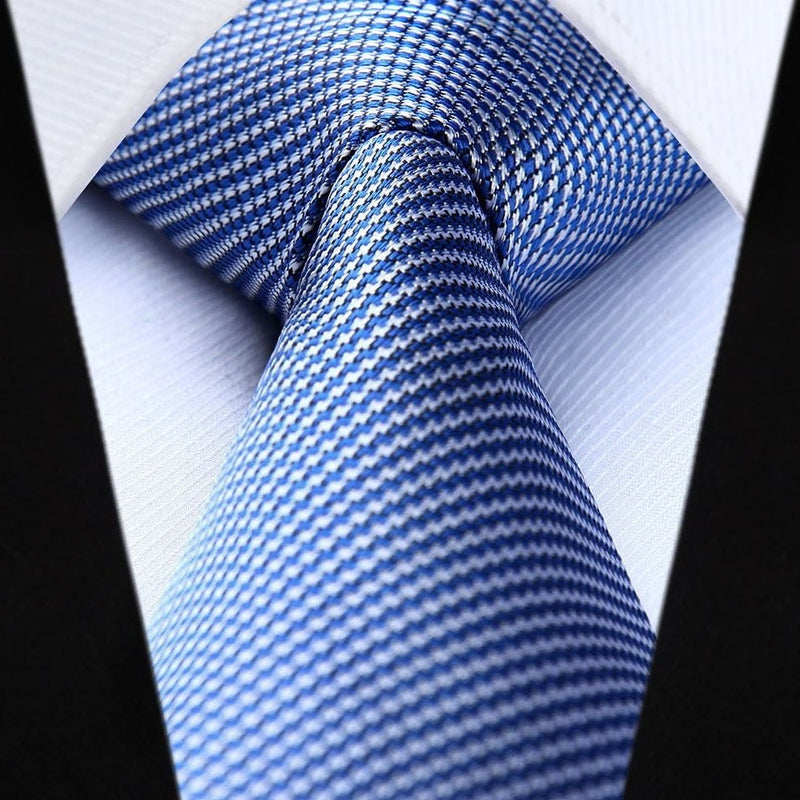 Houndstooth Tie Handkerchief Set - A-08 BLUE 2 