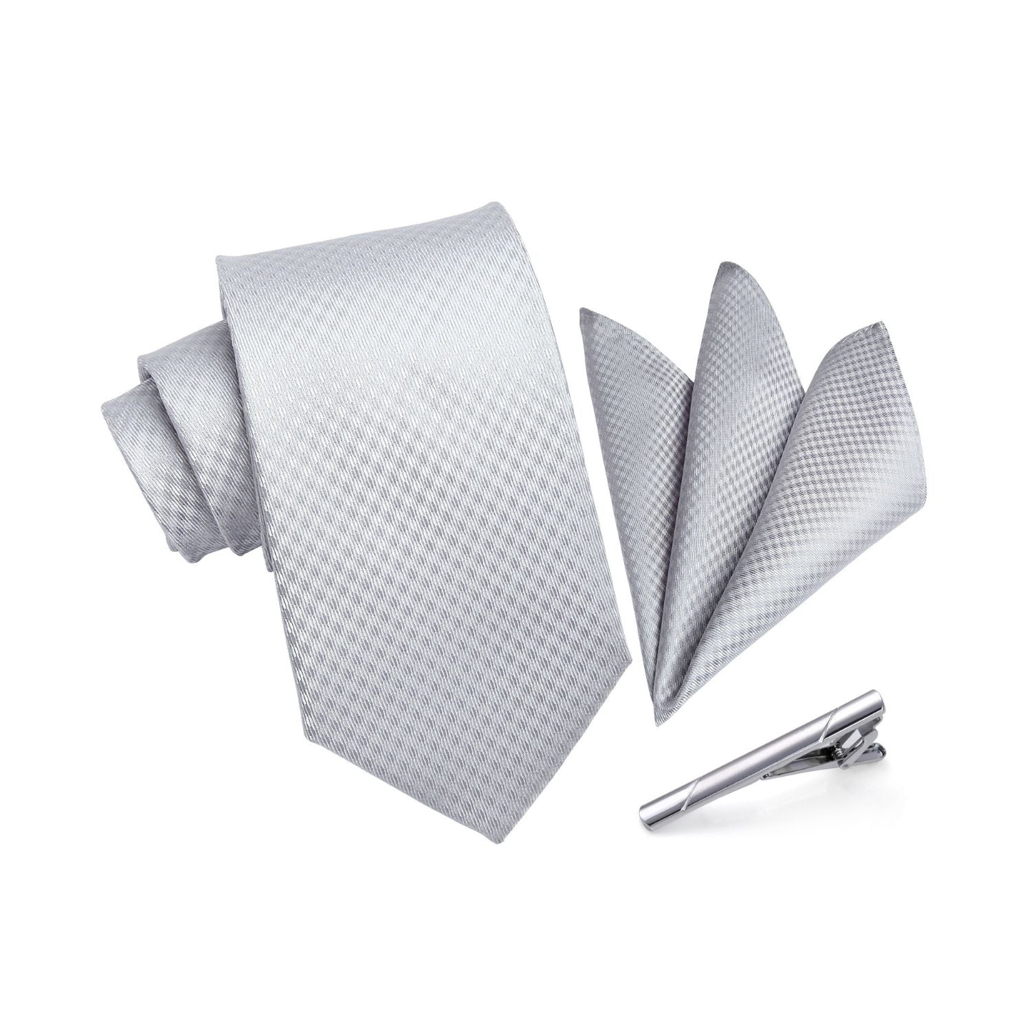 Plaid Tie Handkerchief Clip - 01 SILVER
