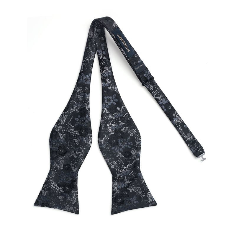 Floral Bow Tie & Pocket Square - BLACK/WHITE-FLORAL