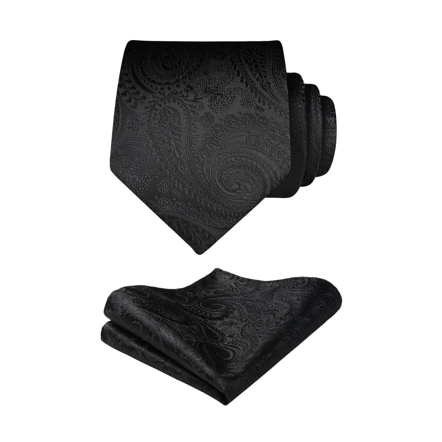 Paisley Tie Handkerchief Set - 4-BLACK