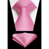 Houndstooth Tie Handkerchief Set - PINK 