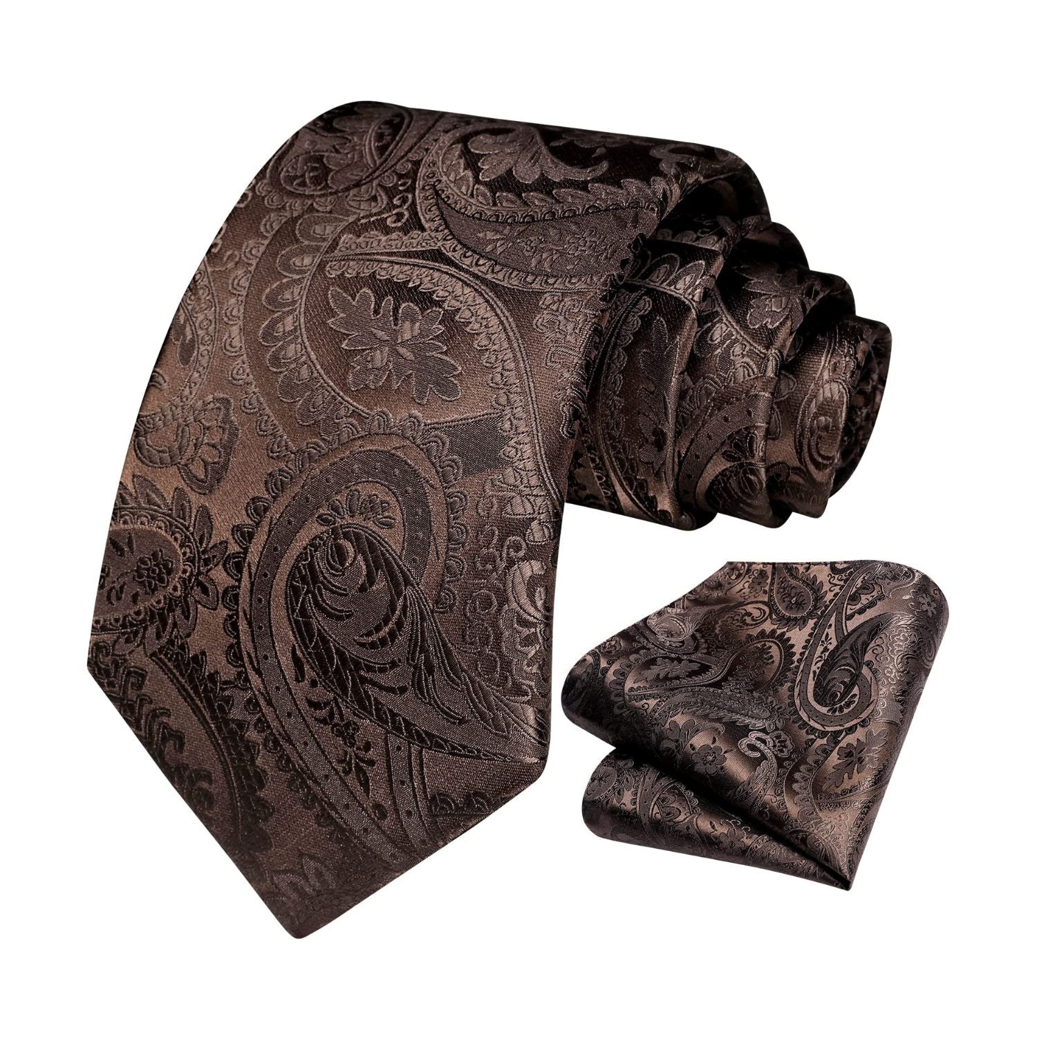 Paisley Tie Handkerchief Set - 2-COCOA BROWN