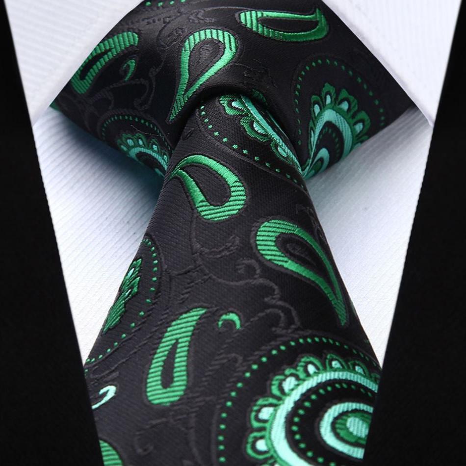 Paisley Tie Handkerchief Set - A6-GREEN/BLACK