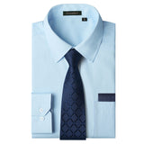 Men's Shirt with Tie Handkerchief Set - LIGHT BLUE 1 