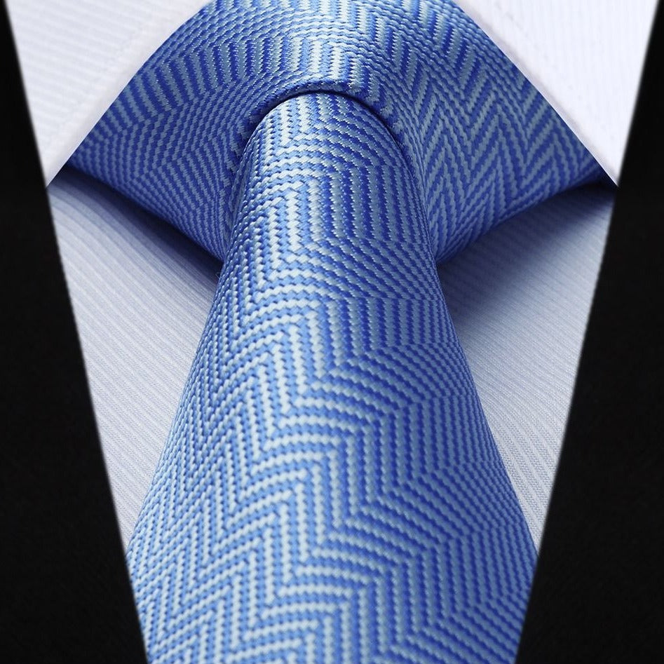 Stripe Tie Handkerchief Set - 10-BLUE