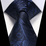 Paisley Tie Handkerchief Set - 03A-NAVY BLUE1 