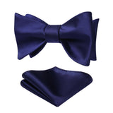 Solid Bow Tie & Pocket Square - D3-NAVY BLUE 