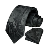 Floral Tie Handkerchief Set - 02A-BLACK-1 
