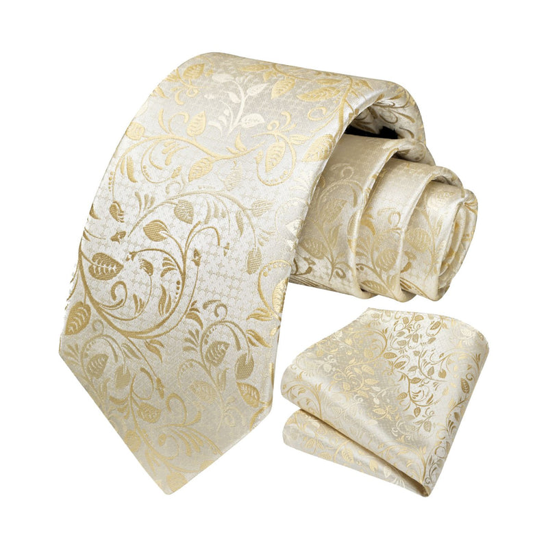 Floral Tie Handkerchief Set - B2-GOLD