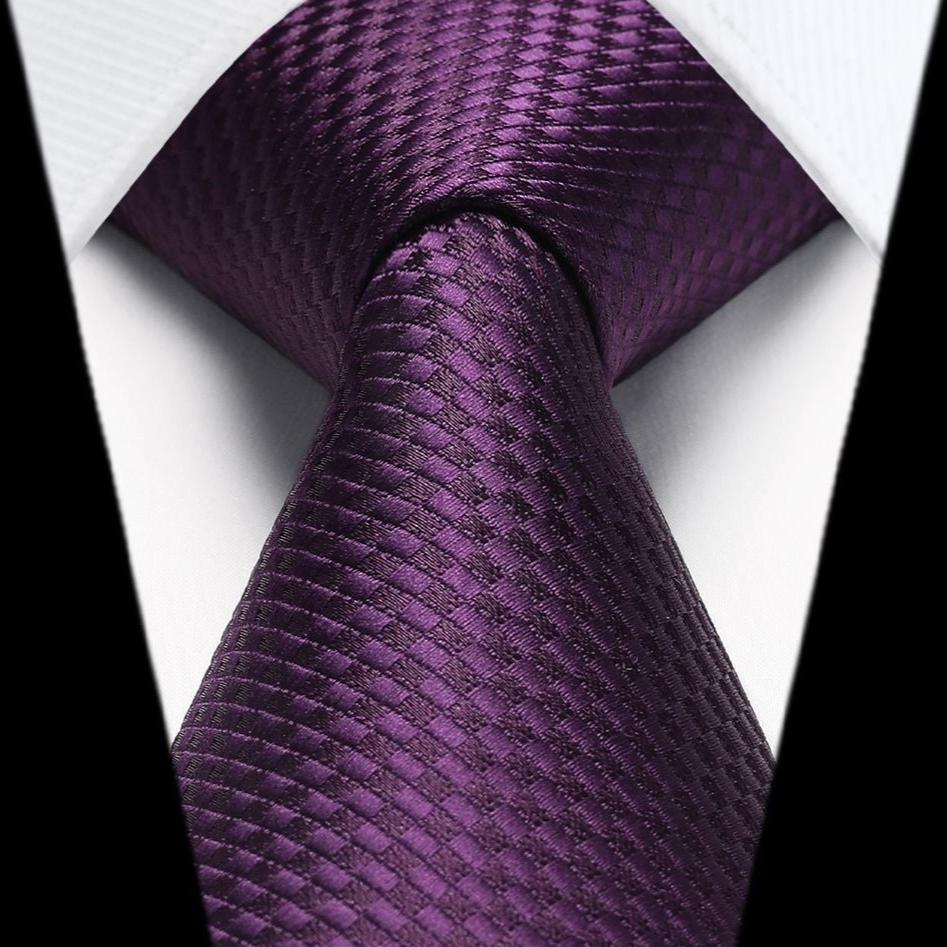 Houndstooth Tie Handkerchief Set - DARK PURPLE