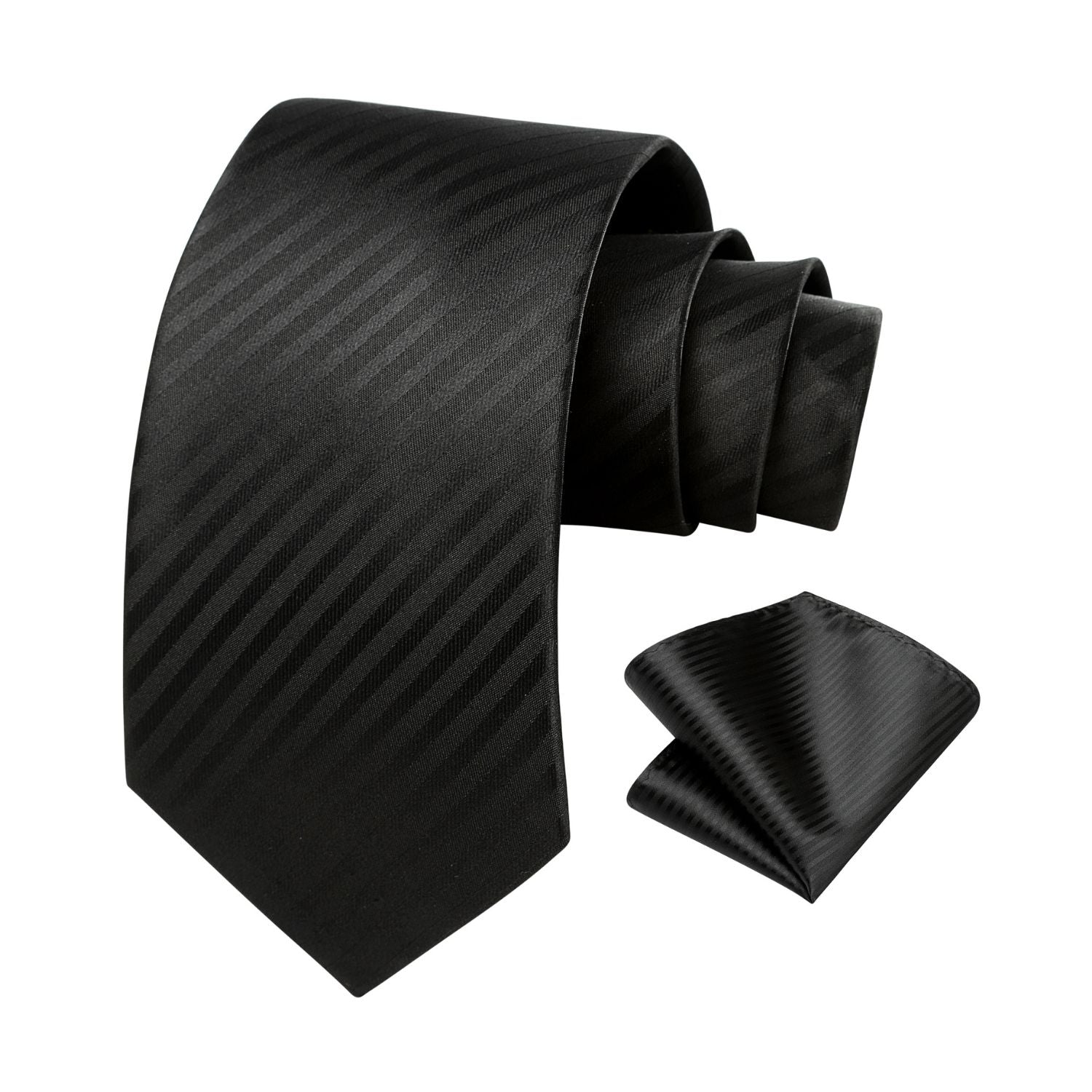 Stripe Tie Handkerchief Set - 7-BLACK